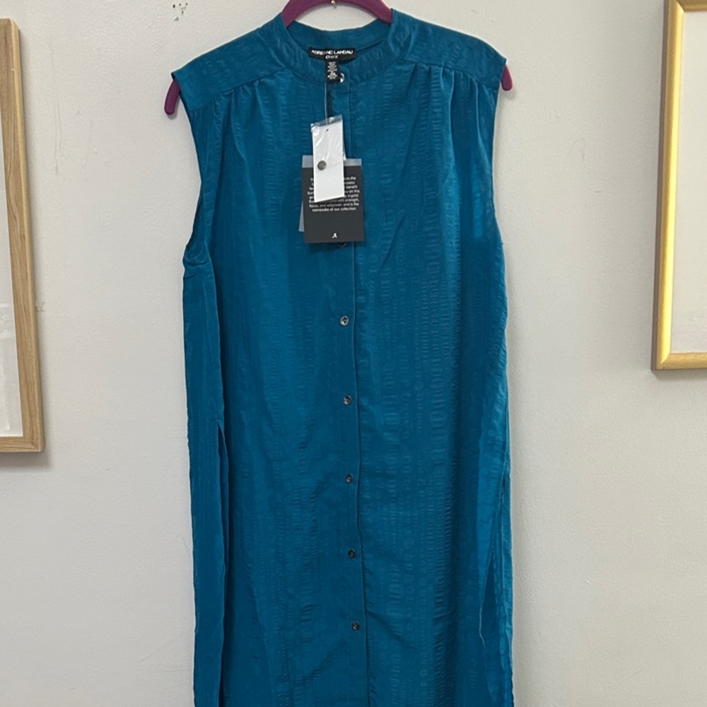 NWT Revolve Adrienne Landau Turquoise Sleeveless Midi tunic w/ Slits- Small